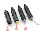 Car Power Cigarette Plug 3A/10A/15A/20A Fuse Led Charger Cable adapter