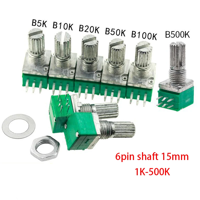 kf-H400d2d863c65487fb661ea804db276071-5pcs-RK097G-1K-5K-10K-20K-50K-100K-500K-B1K-B5K-B10K-B100K-with-a-switch.webp RK097G 1K 5K 10K 20K 50K 100K 500K B1K B5K B10K B100K with a switch audio 6pin shaft 15mm amplifier sealing potentiometer - Image 1