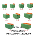 2.54mm Pitch KF141V KF141R PCB Mounted Spring Screwless Straight / Bent Foot 2/3/4/5/6/7/8/9/10 Pin Plug Terminal Blocks - Image 2