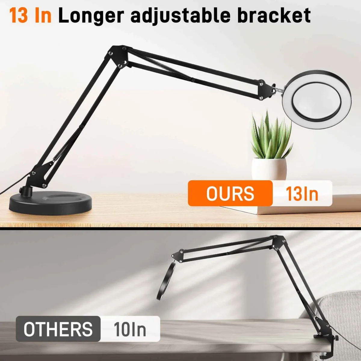 Magnifier LED Lamp  Magnifying Glass with Light 10 Levels LED Reading Light with Clamp Stand Craft 3 Color Light Lamp - Image 5