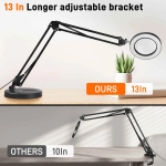 Magnifier LED Lamp  Magnifying Glass with Light 10 Levels LED Reading Light with Clamp Stand Craft 3 Color Light Lamp - Image 5