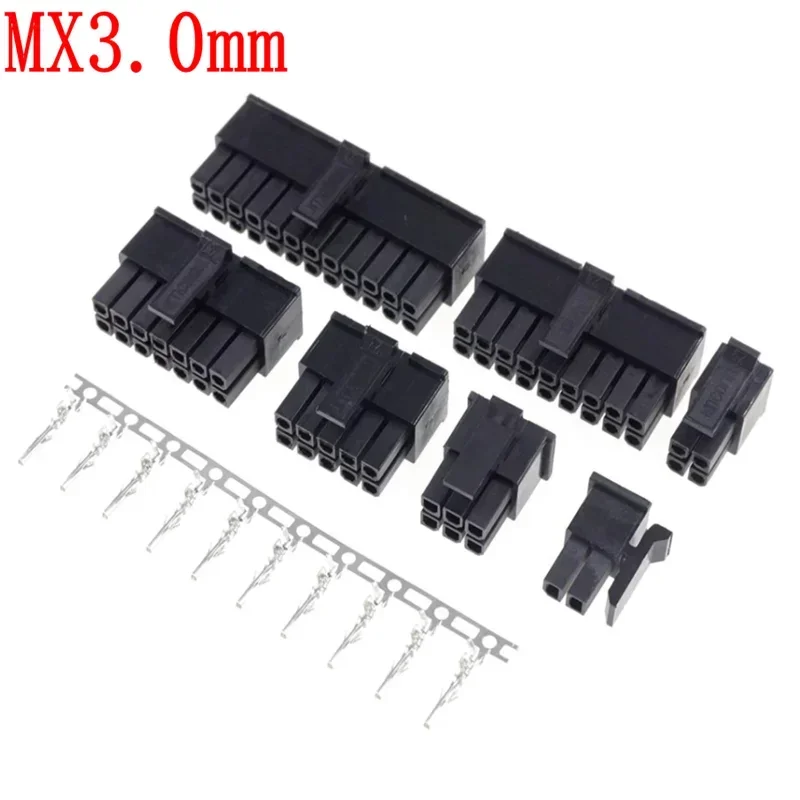 kf-S039738afde96431d86a00797abd2ebdfH-10sets-Micro-Fit-3-0-2P-4P-6P-Connector-3-0mm-Pitch-Male-Housing-8P-10P.webp 3.0mm Pitch Micro-Fit 3.0 2P 4P 6P Connector Male Housing 8P 10P 12 16P 18P 20P 24Pin Mini 5557/43025 Male Shell+Terminal - Image 1