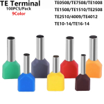 Insulated Ferrules Cord End Crimp Terminal Double Wire Connector Pin Electrical Cable Connector TE7508 TE2508