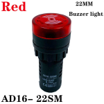 AD16-22SM 22mm Panel Diameter AC 12V 24V 110V 220V Flash Signal Light Red LED Active Buzzer Beep Alarm Indicator Green Yellow - Image 5