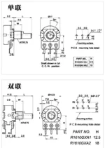 WH148 3pin 6pin 15mm B1K B2K B5K B10K B20K B50K B100K B250K B500K B1M Potentiometer 1K 2K 5K 10K 20K 50K 100K 250K 500K 1M - Image 5