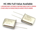 Passive Crystal Oscillator HC-49U 1.8432M/2M/2.4576M/4.5M/5M/10M/11M/11.0592M/12M/14M/16.934M/24M/26.60M/27M/33.868M/MHZ 49