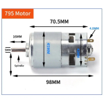 795 High Torque High Power DC Motor 12V 24V Double Ball Bearing High Speed Motor Power Tools - Image 2