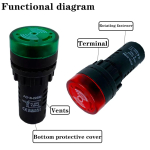 AD16-22SM 22mm Panel Diameter AC 12V 24V 110V 220V Flash Signal Light Red LED Active Buzzer Beep Alarm Indicator Green Yellow - Image 3
