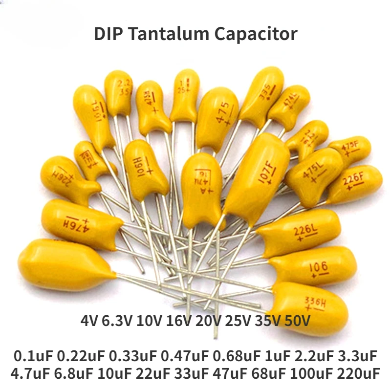 kf-S463eeda42a164e90a254268186f3d1843-5PCS-10V-16V-25V-35V-50V-Tantalum-Capacitor-1UF-2-2UF-3-3UF-4-7UF-10UF.webp 10V 16V 25V 35V 50V Tantalum Capacitor 1UF 2.2UF 3.3UF 4.7UF 10UF 22UF 33UF 47UF 100UF 220uF 0.1uF 0.22uF 0.47uF 0.68uF DIP - Image 1