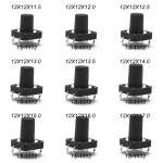 12X12 H=11.5/12/12.513/13.5/14/15/16/17MM 4PIN DIP SMT Momentary Tactile Tact Switch Push Button Key Button Black - Image 2
