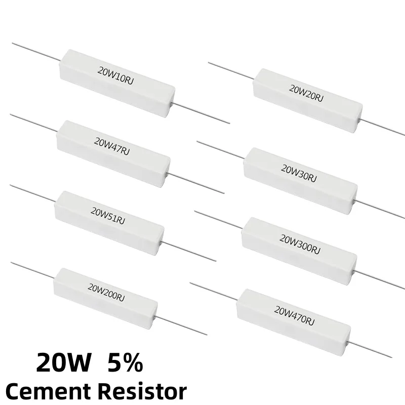 kf-S4f85cbb9f01949a7b0935e98282b48d9k-20W-Cement-Resistor-5-0-1R-10K-0-1R-0-5R-10R-50R-0-22-0.webp 20W Cement Resistor 5% 0.1R~10K 0.1R, 0.5R, 10R, 50R, 0,22, 0,33, 0,5, 1, 2, 5, 8, 10, 20, 22, 30, ohm 4.7K 8.2K - Image 1