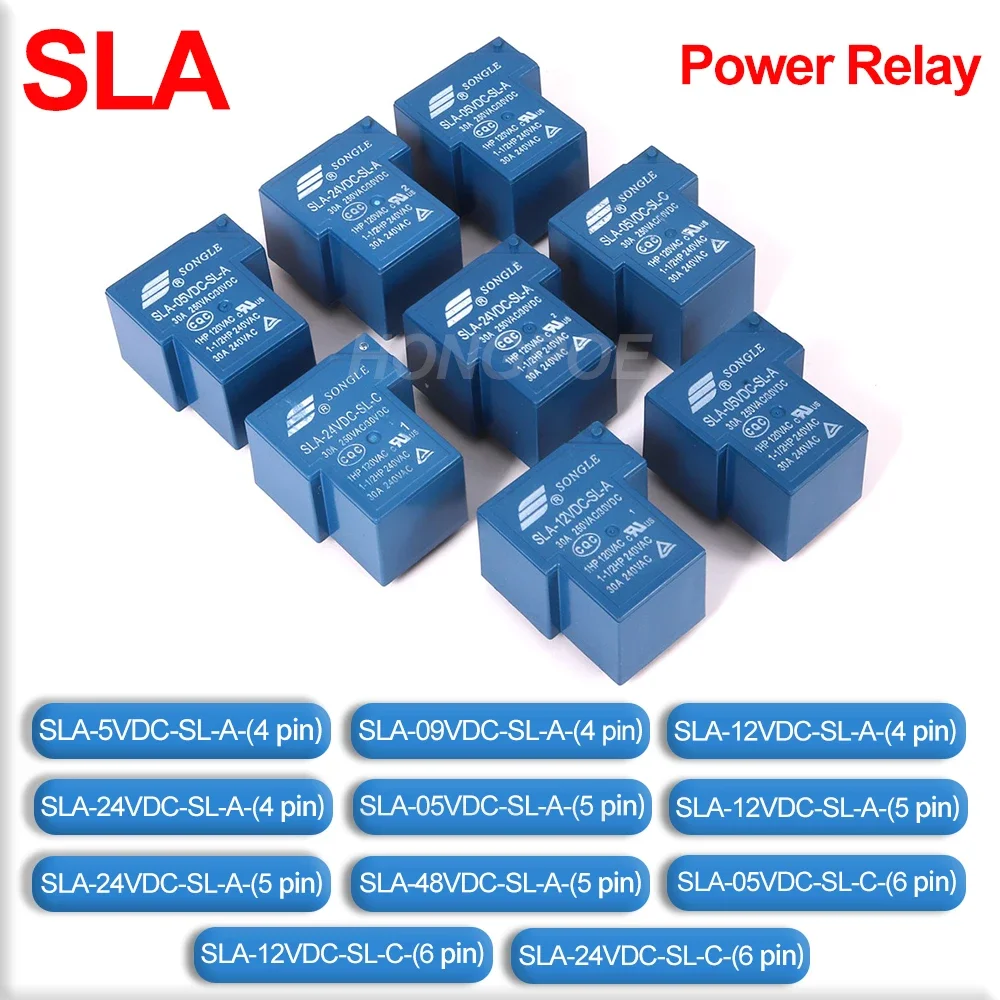 kf-S50261819cc164939ab859fb65c5beeb87-5Pcs-Power-Relay-SLA-SLA-05V-09-12V-24V-48VDC-SL-A-C-4Pin-5Pin-6pin.webp Power Relay SLA SLA-05V 09 12V 24V 48VDC-SL-A -C 4Pin 5Pin 6pin 30A T90 SLA-05VDC-SL-A SLA-12VDC-SL-A SLA-24VDC-SL-C - Image 1