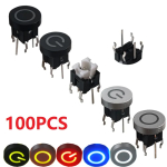 6X6X7.2mm Momentary Tact Button LED 3V Adding Caps H=8.2mm 6Pin DIP Tactical Keyboard Mini Push Button Press Button
