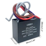 4.5uf + 6uf + 5uf 5 Wire 250VAC CBB61 Ceiling Fan Capacitor 50/60Hz Motor Non Polarity 5 Wire - Image 2