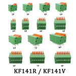2.54mm Pitch KF141V KF141R PCB Mounted Spring Screwless Straight / Bent Foot 2/3/4/5/6/7/8/9/10 Pin Plug Terminal Blocks