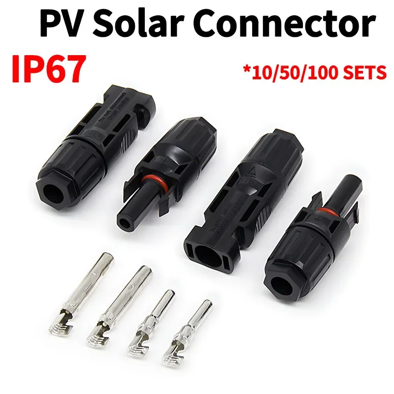 kf-S6766fe0d1364482c8444b8ea2423d43a4-10-50-100-Sets-PV-Solar-Connectors-Male-Female-IP67-Waterproof-Solar-Panel-Cable-Connectors-1000V.webp PV Solar Connectors,Male/Female IP67 Waterproof Solar Panel Cable Connectors,1000V/1500V 30A/50A DC PV Plug - Image 1