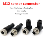 M12 sensor connector waterproof male&female plug screw threaded coupling 3 4 5 8 Pin A type sensor connectors 1PCS