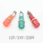 220V 12V 24VDC Mounting hole 10mm Signal Lamp Panel Mounting Neon Indicator Red Green orange Lights