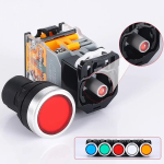 220V 22mm LA38 1NO/1NC Round self-locking Reset power button switch instantaneous switch with light LED indicator Self-recovery - Image 5