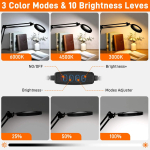 Magnifier LED Lamp  Magnifying Glass with Light 10 Levels LED Reading Light with Clamp Stand Craft 3 Color Light Lamp - Image 4