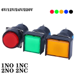 1NO1NC/2NO2NC 6.3V 12V 24V 220V Momentary Illuminuted Maintain Push Button Switches 16MM Latching Push Button Lamp LED