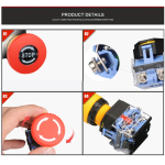 22mm emergency stop switch button mushroom head self-locking button LA38-11ZS / stop emergency power failure stop 1NO 1NO / 2NC - Image 5