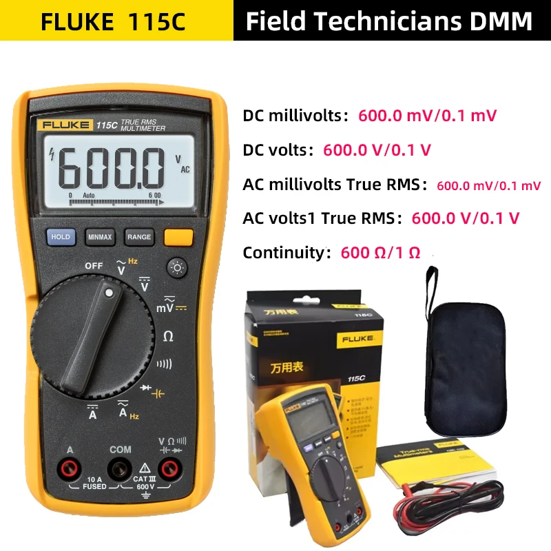 kf-S8cf72413db374ab0beaa9b6cfb7fbccer-Fluke-115-116-117-digital-multimeter-non-contact-AC-DC-millivolt-voltage-current-resistance-diode-detection.webp Fluke 115/116/117 digital multimeter, non-contact AC/DC millivolt, voltage, current, resistance, diode detection tools - Image 1