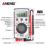 ANENG AN101 Mini Digital Multimeter 1999 Counts Professional AC/DC Voltage Tester Automotive Current Tester Electrician Tools - Image 3