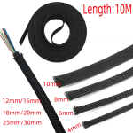 Black Cable Sleeve 4/6/8/10/12/16//18/20/25/30mm Tight PET Wire Cable Gland Protection Insulated Braid Sleeving - Image 2