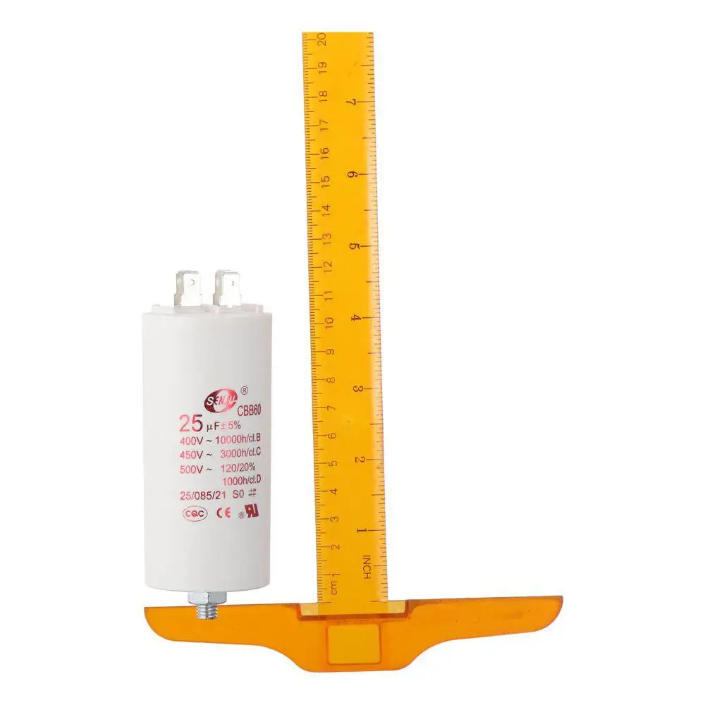 kf-S952c9d78f5b6484187fcd1d299acb0d2B-CBB60-Run-Capacitor-25uF-450V-AC-Double-Insert-50-60Hz-Cylinder-73x44mm-White-for-Air-Compressor.webp CBB60 450V Appliance Motor Run Capacitor Wire Lead /Double Insert 50/60Hz for Air Compressor Water Pump Motor - Image 1