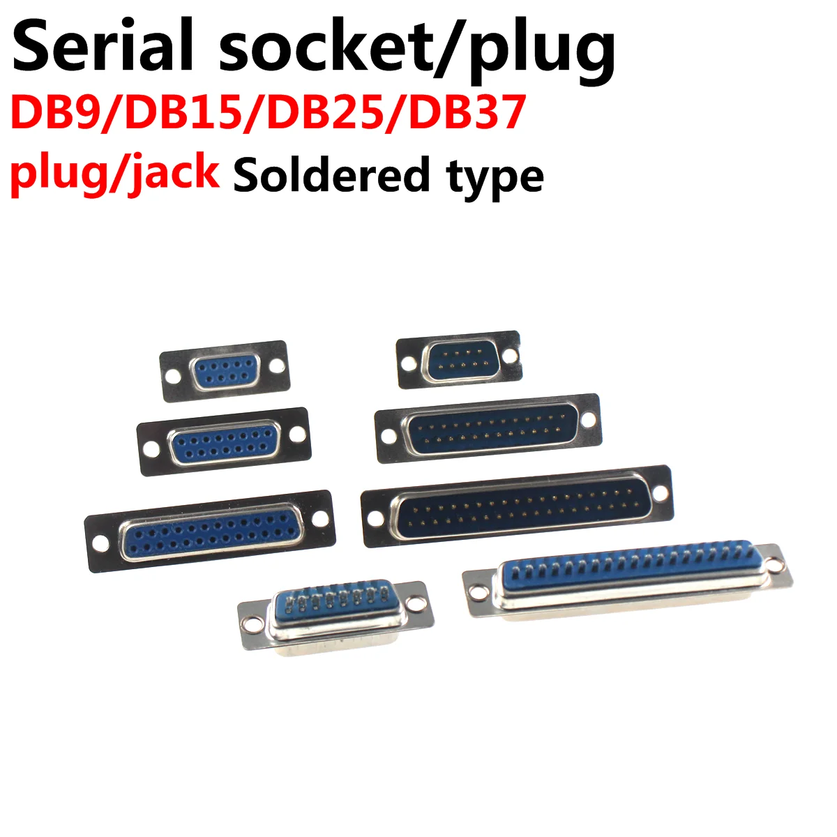kf-S972db04eb538449b9d2492d07a0ee555P-10Pcs-DB9-DB15-DB25-DB37-Hole-Pin-Female-Male-Blue-Welded-Connector-RS232-serial-port-socket.webp DB9 DB15 DB25 DB37 Hole/Pin Female/Male Blue Welded Connector RS232 serial port socket DB D-SUB adapter 9/15/25/37 pin - Image 1