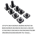 12*12*22/20/19/18/17/16/15/14/13/12/11/10/9/8/7/6/5/4.5mm Tactile Push Button Switch Durable 4pin Tact Touch Switch Black - Image 2