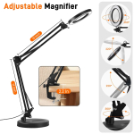 Magnifier LED Lamp  Magnifying Glass with Light 10 Levels LED Reading Light with Clamp Stand Craft 3 Color Light Lamp - Image 2