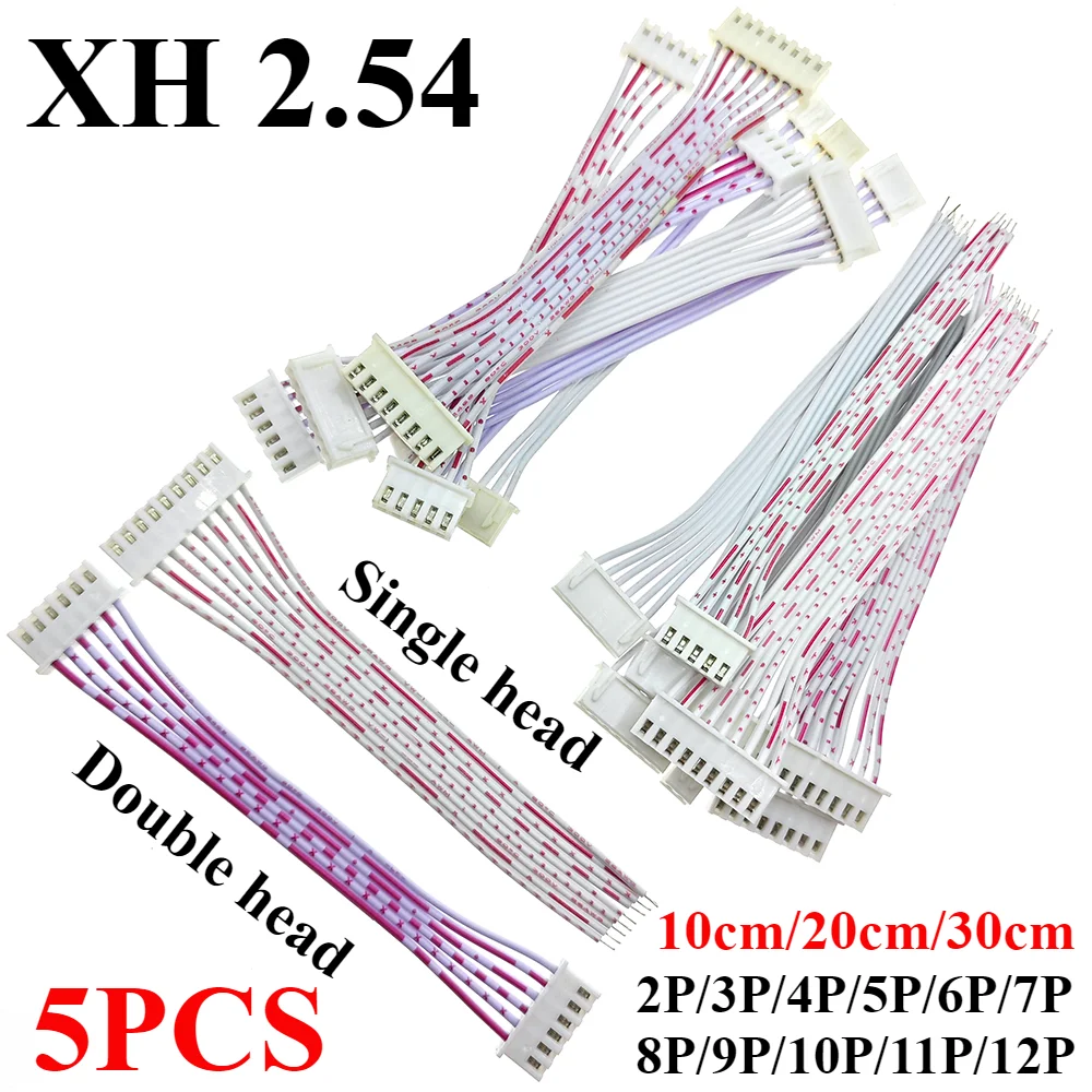 kf-Sa904eccb1f3a4773bdb3e5d961bb1afaR-5PCS-XH-2-54mm-Pitch-Connector-Cable-XH2-54-Plug-Line-Length-30-20-10CM-Red.webp XH2.54 Connector Cable (Red and White) - Image 1