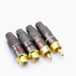 Gold RCA Male Plug Female Jack Solder Audio Video Adapter Connector Male to Male Convertor for Coaxial Cable Balck Red - Image 2
