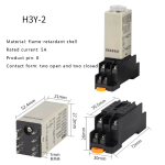 Power-on Delay Rotary Knob DPDT 5S/10S/30S/60S/3M/5M/10M/30M Timer Timing Time Relay DC12V 24V H3Y-2 With Base Socket - Image 3