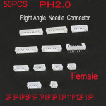 2.0mm Pitch  PH2.0 Right Angle Curved Needle Female Connector 2P/3P/4P/5P/6P/7P/8P/9P/10P-13p pin White Connector