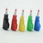 gun type insulation can be fold High current 32A fully enclosed 4mm pure copper banana plug with spring telescopic sheath holder