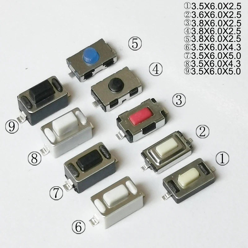 kf-Scd04f54d0fb644588033e00cc2622c72n-50PCS-4x6-3x6mm-H-2-5mm-2Pin-Tactile-Push-Button-Switch-Phone-Button-SMD-Micro-Momentary.webp 4x6/3x6mm H 2.5mm 2Pin Tactile Push Button Switch Phone Button SMD Micro Momentary Switch PCB Mounting - Image 1