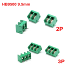 9.5mm Pitch B9500-9.5 2P 3P Fence Type Spliced 300V/30A PCB Screw Connector Terminal Block Connector Green