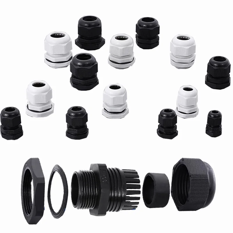 kf-Sd973d52f105c44ffb2502e6a0183835aC-Waterproof-Cable-Gland-10pcs-Cable-entry-IP68-PG7-for-3-6-5mm-PG9-PG11-PG13-5.webp Waterproof Cable Gland 10pcs Cable entry IP68 PG7 for 3-6.5mm PG9 PG11 PG13.5 PG16 PG19/21/ White Black Nylon Plastic Connector - Image 1