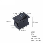 KCD1-202 KCD1-203 Rocker Switch Panel Monuting 19*13mm 10A125VAC DPDT 6P2 6P3 Push Button Switch Boat Car Snap-in on/Off - Image 4