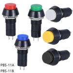 PBS-11A PBS-11B 12mm self-locking Self-Recovery Plastic Push Button Switch momentary 3A 250V AC 2PIN 6Color
