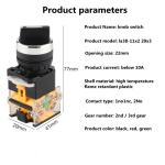 22mm Rotary Switch La38-11x2 / X3 Instantaneous / Locking 2 / 3 Position 10a400v Power Switch with Key Red Green Black - Image 6